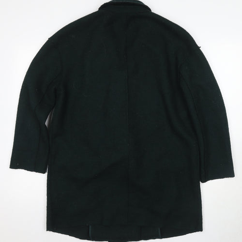 Zara Women's Black Pea Coat Size 6 Wool Blend Long