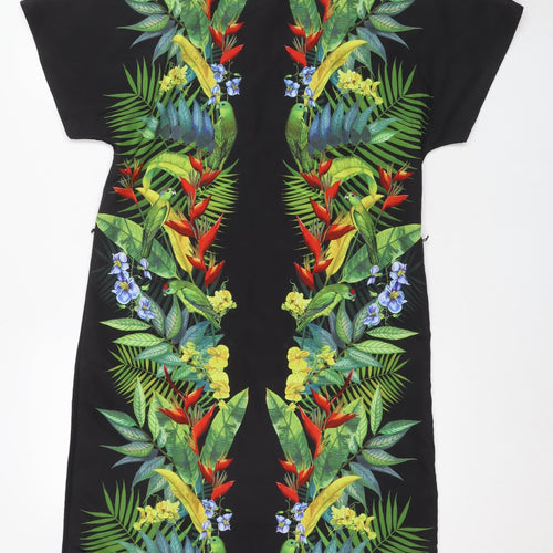 Oasis Women's Black Floral Shift Dress Size 10