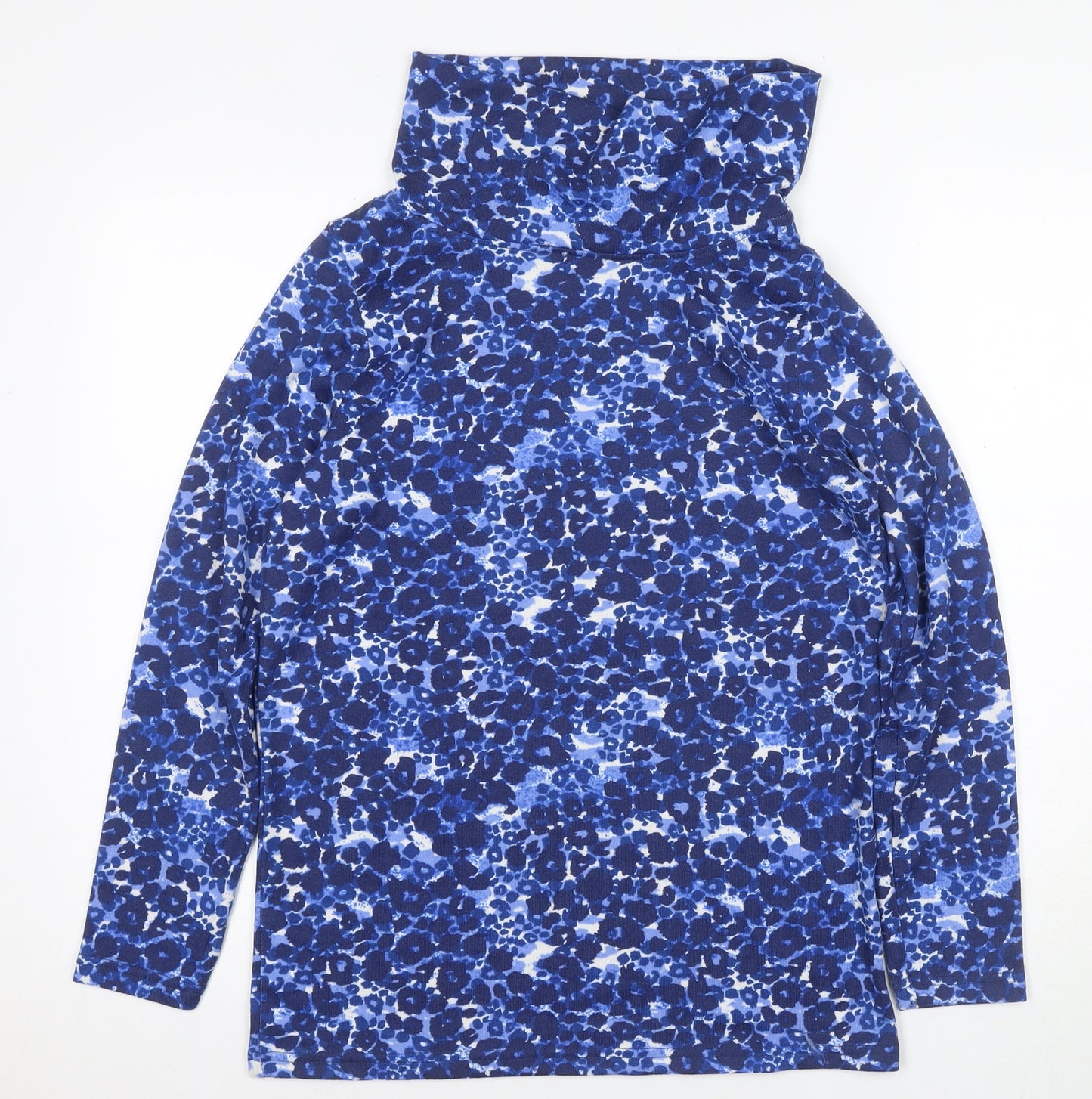 ISLE Women's Blue Floral Long Sleeve High Neck Jersey Top