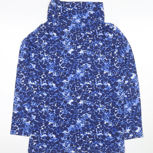 ISLE Women's Blue Floral Long Sleeve High Neck Jersey Top
