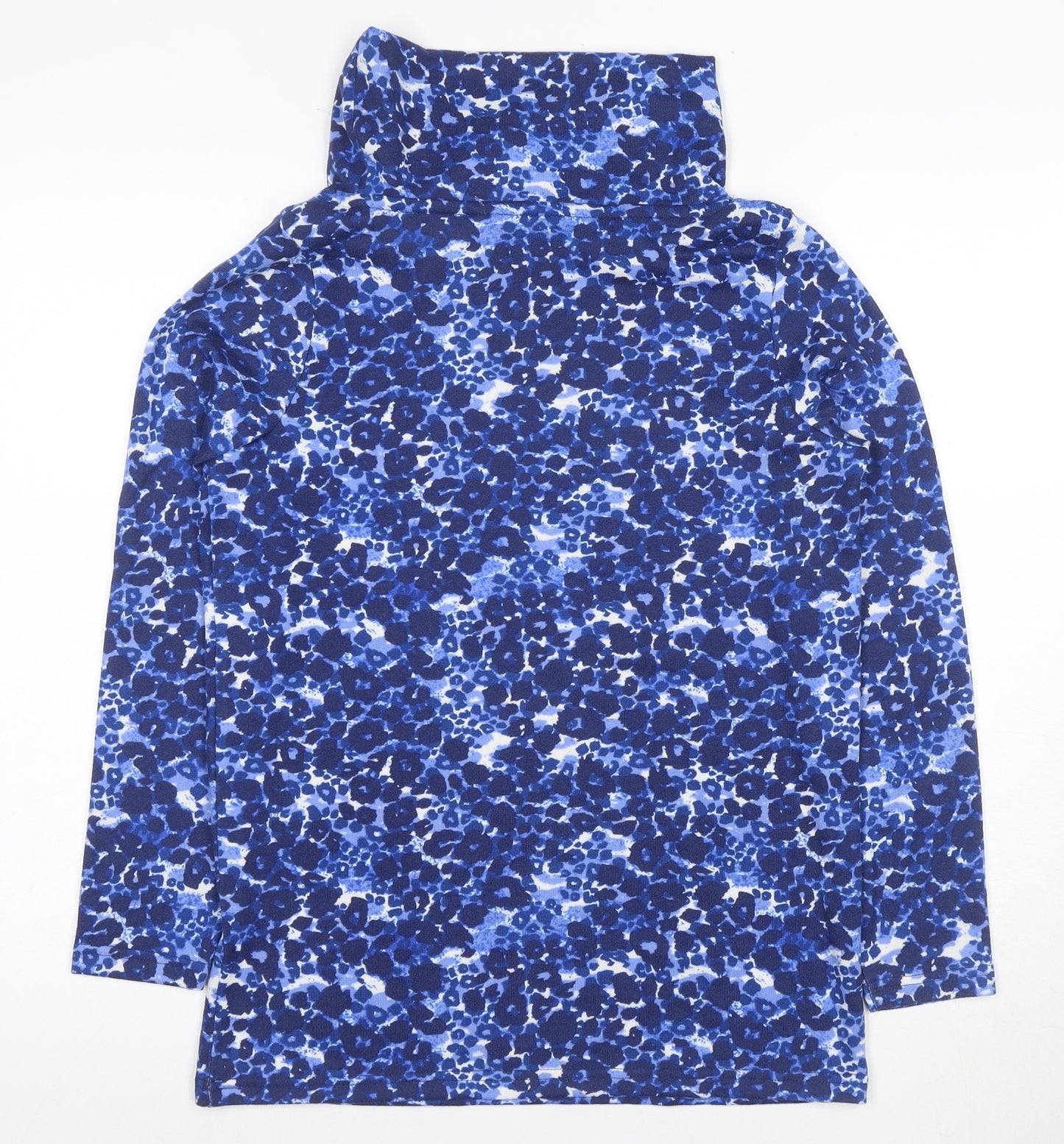 ISLE Women's Blue Floral Long Sleeve High Neck Jersey Top