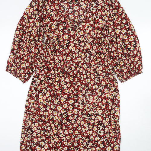 Next Women's Multicoloured Floral A-Line Dress Size 12