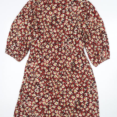 Next Women's Multicoloured Floral A-Line Dress Size 12