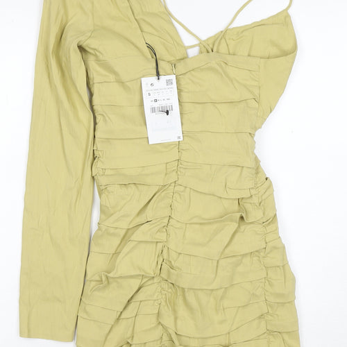 Zara Women's Green Bodycon Dress Size S