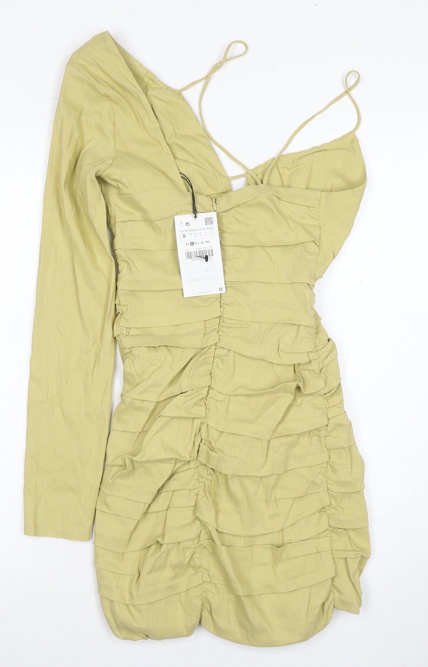 Zara Women's Green Bodycon Dress Size S