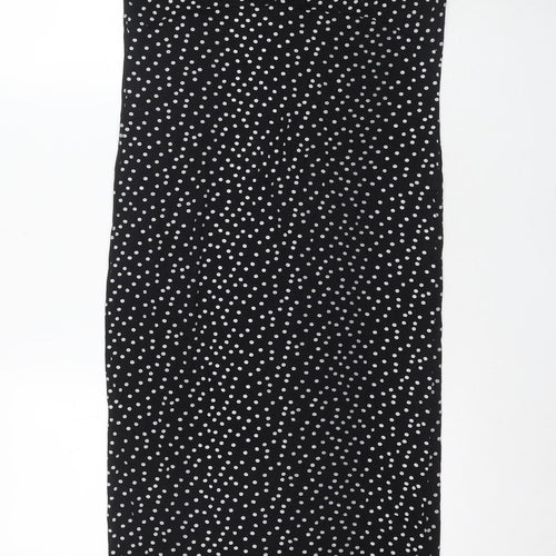 PRETTYLITTLETHING Women's Black Polka Dot Long Shift Dress, Size 18