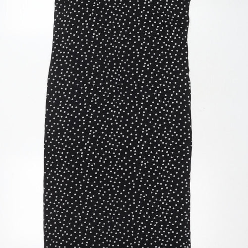 PRETTYLITTLETHING Women's Black Polka Dot Long Shift Dress, Size 18