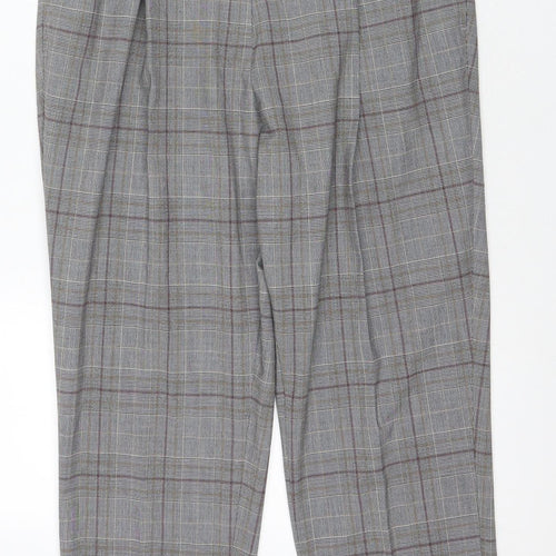 Marks & Spencer Women's Grey Plaid Trousers Size 16