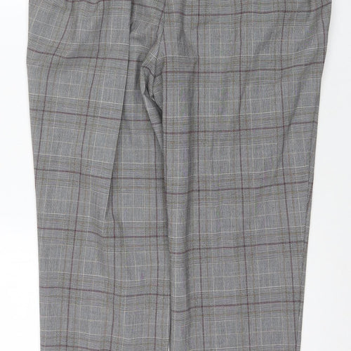 Marks & Spencer Women's Grey Plaid Trousers Size 16