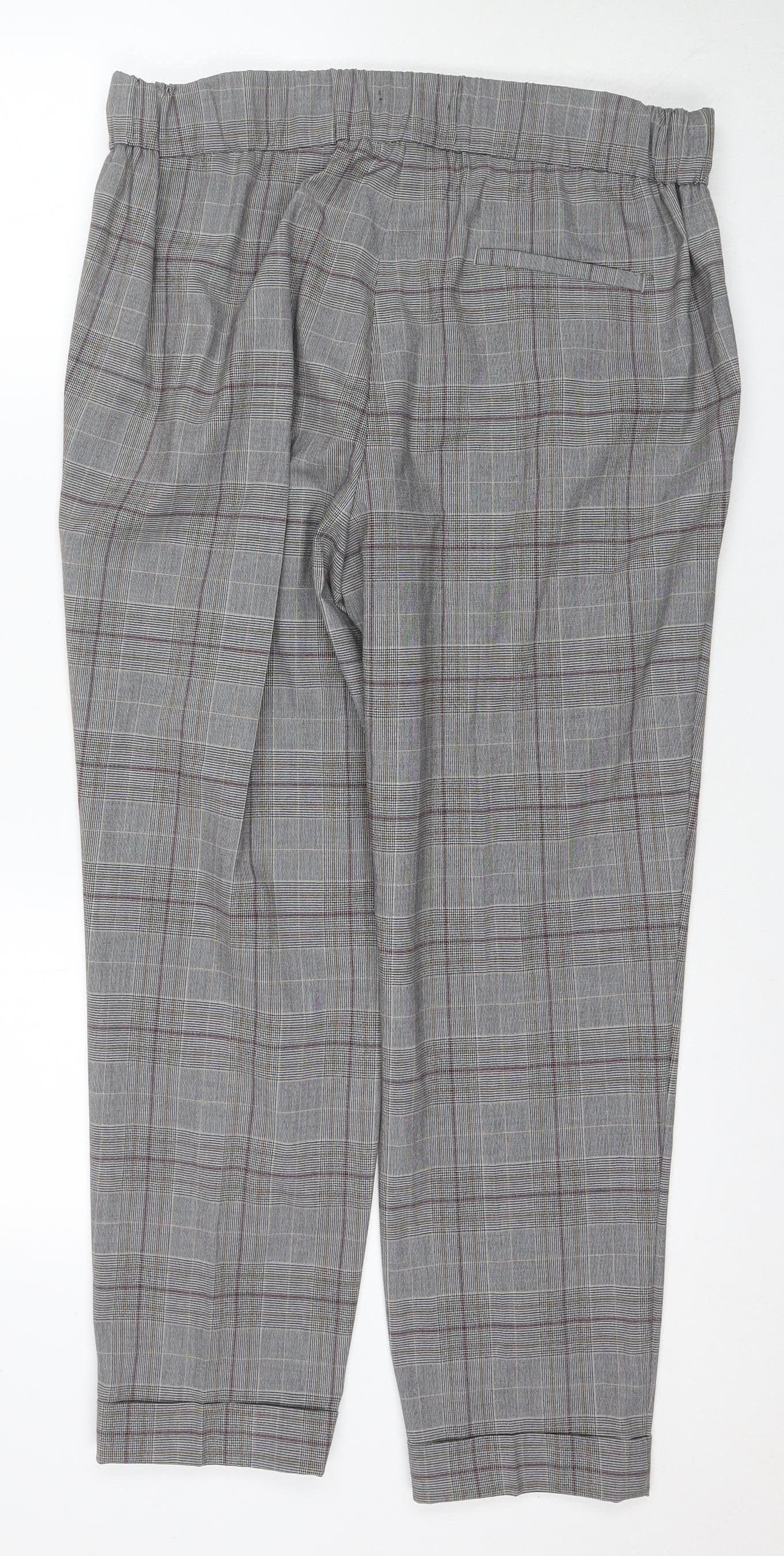Marks & Spencer Women's Grey Plaid Trousers Size 16