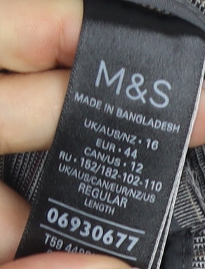 Marks & Spencer Women's Grey Plaid Trousers Size 16