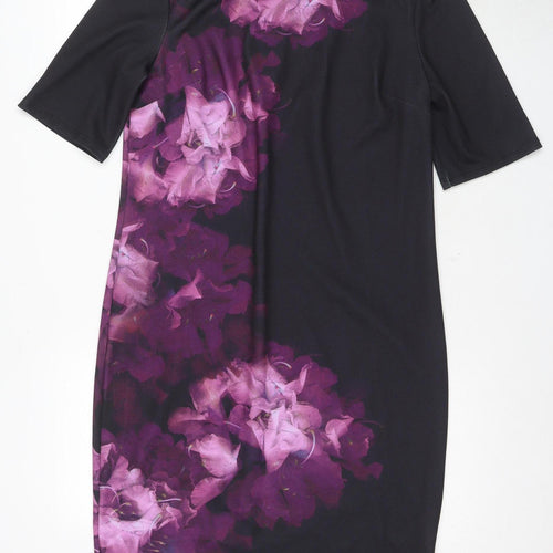 Phase Eight Women's Black Floral Sheath Dress Size 12