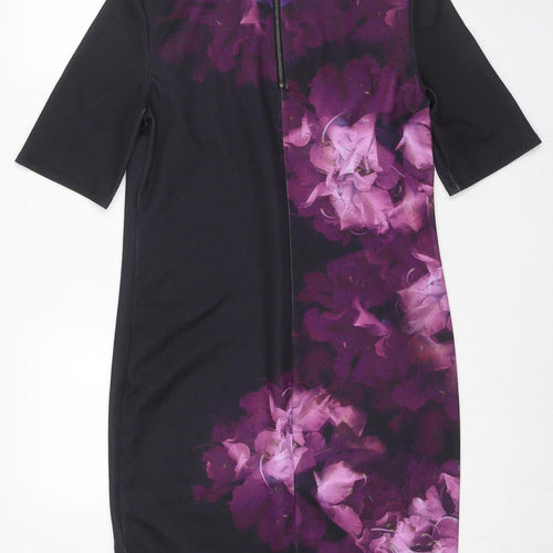 Phase Eight Women's Black Floral Sheath Dress Size 12