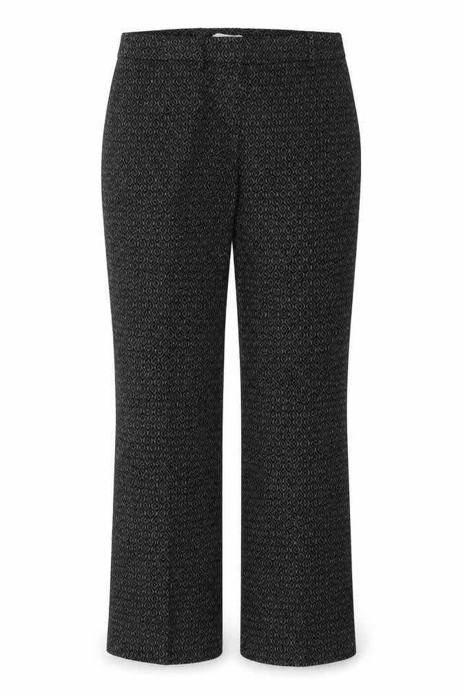 Front view of H&M Women's Black Geometric Trousers, size 12