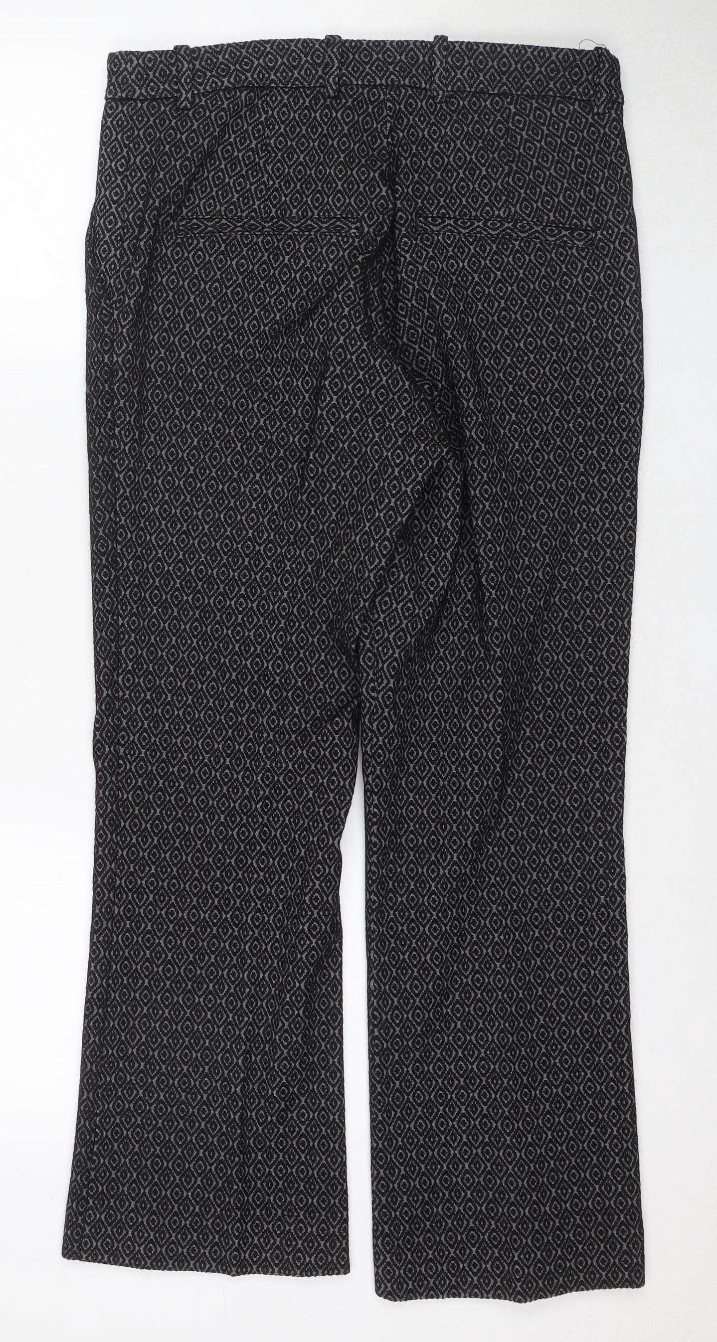 H&M Women's Black Geometric Trousers Size 12