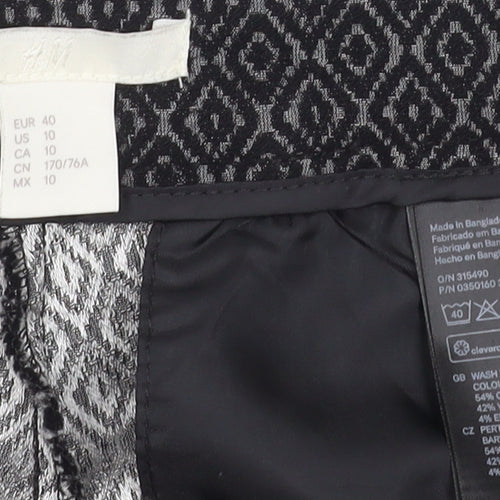 H&M Women's Black Geometric Trousers Size 12