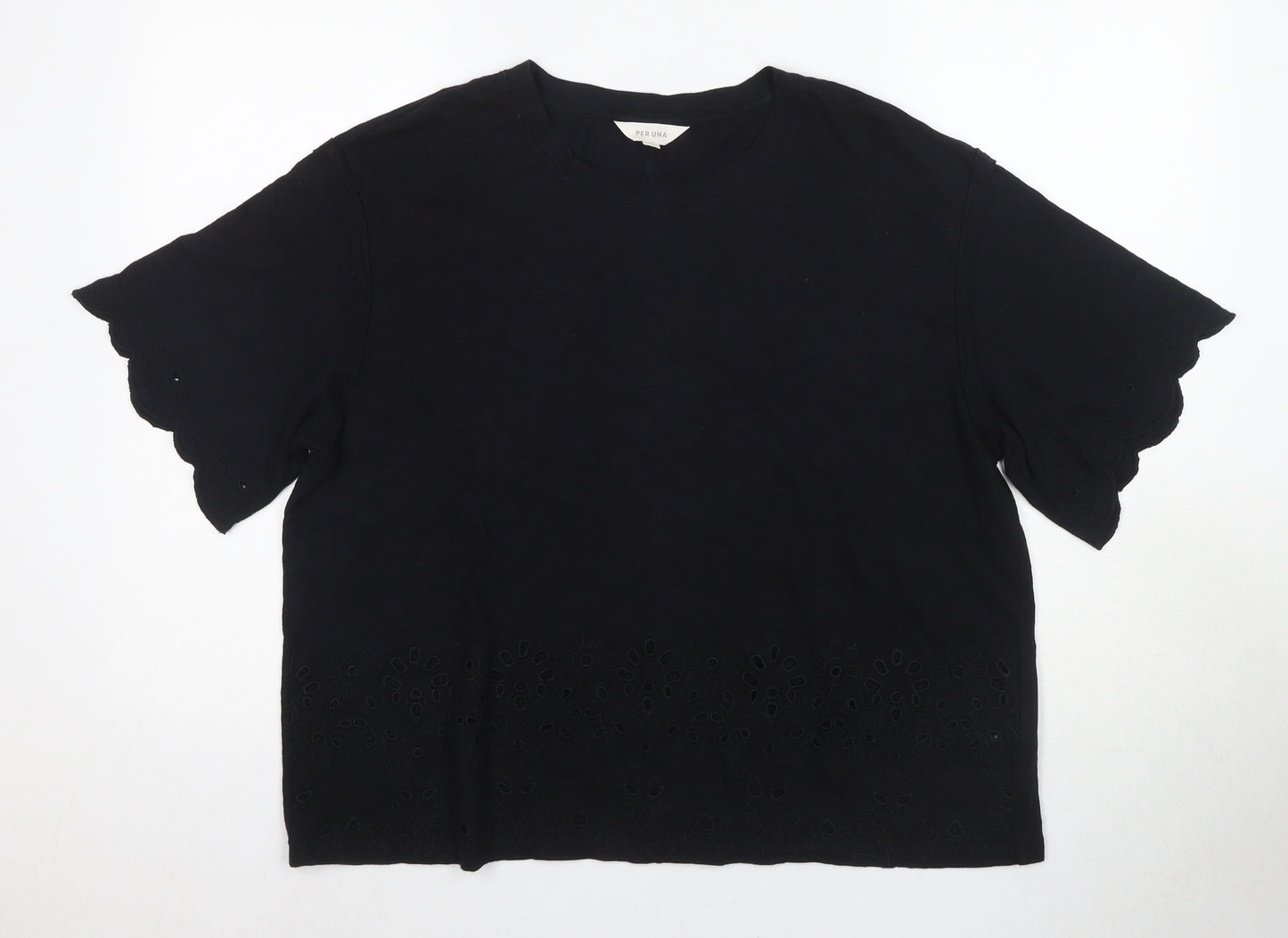 Marks and Spencer Women's Black T-Shirt - Size 16