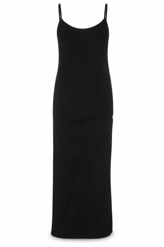 Front view of PRETTYLITTLETHING Women's Black Slip Dress, size 8