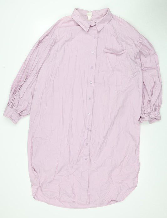 H&M Women's Pink M Shirt Dress Cotton Spring