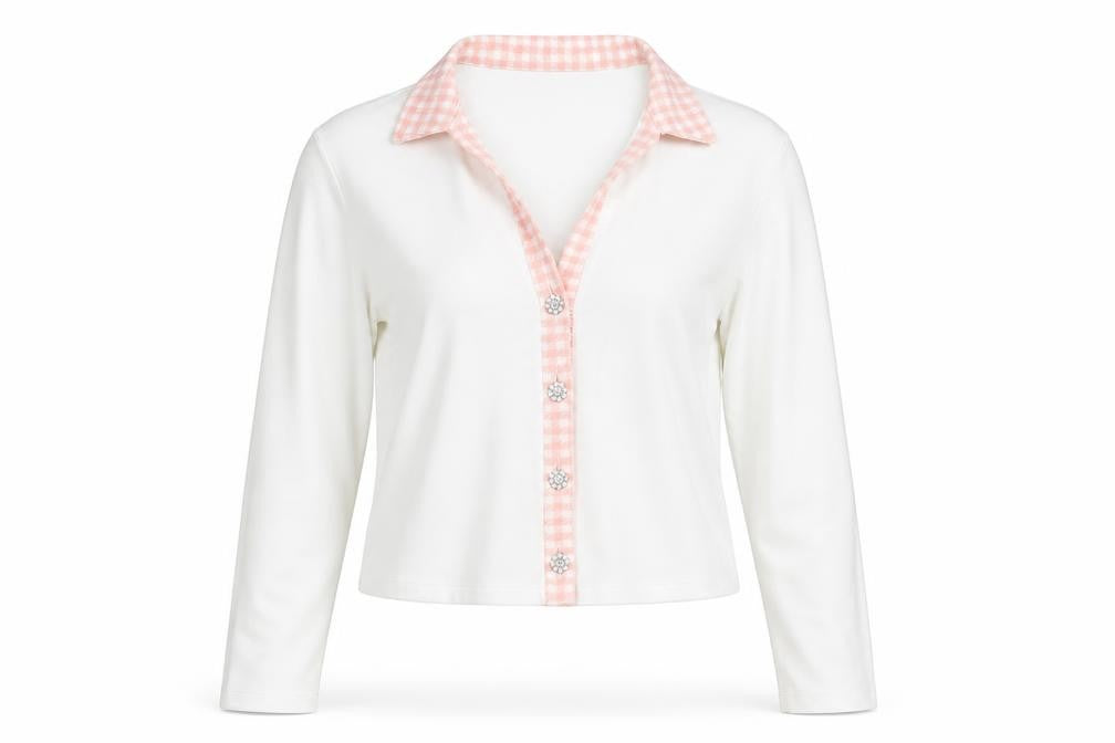Front view of River Island Women's White Long Sleeve Button-Up Top