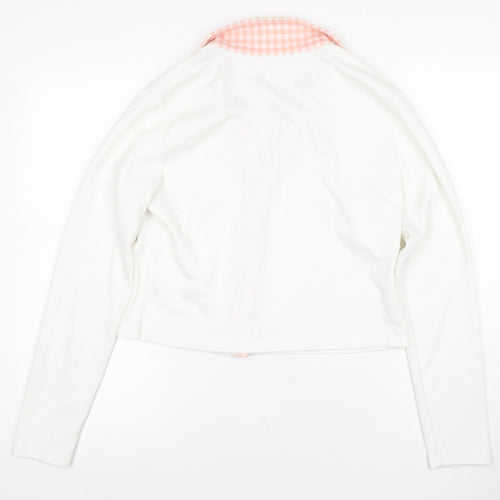River Island Women's White Long Sleeve Button-Up Top