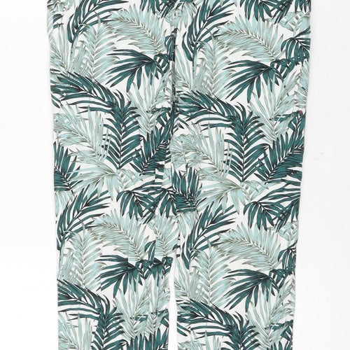 H&M Women's Green Floral Trousers Size 6