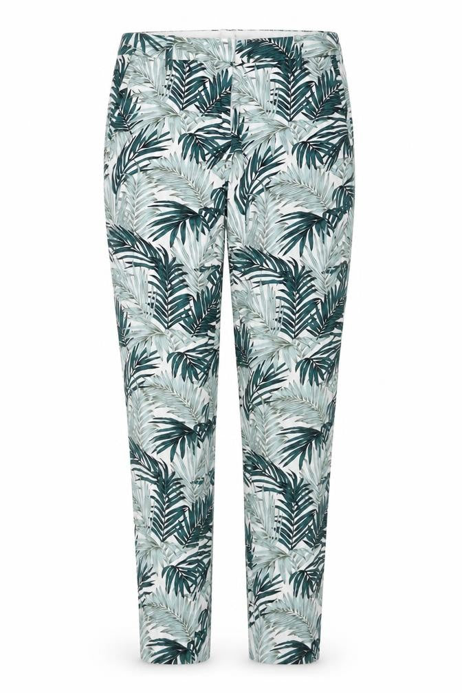 Front view of H&M Women's Green Floral Trousers, size 6