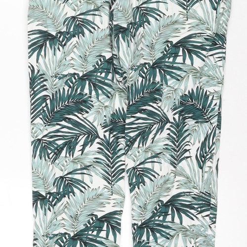 H&M Women's Green Floral Trousers Size 6