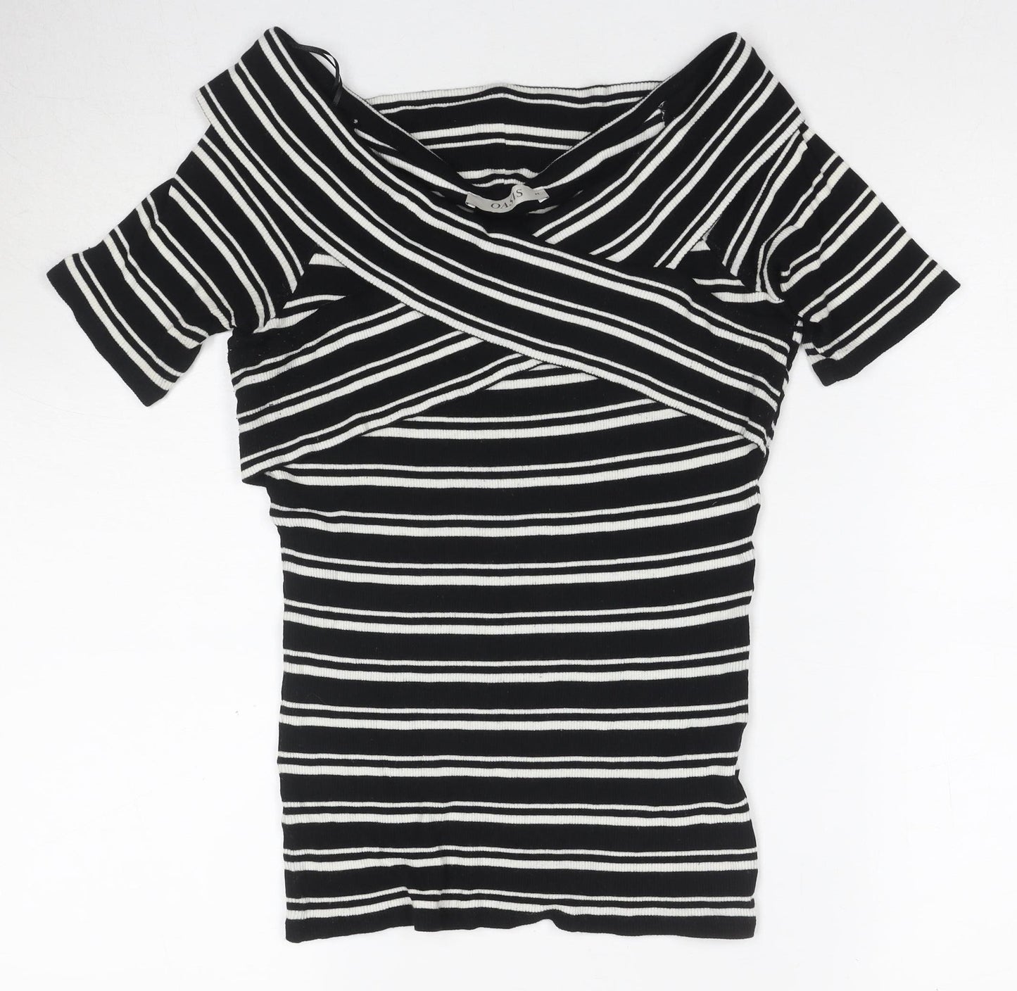 Oasis Women’s Black Striped Off Shoulder T-Shirt