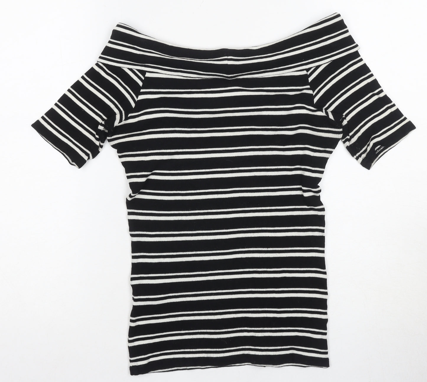 Oasis Women’s Black Striped Off Shoulder T-Shirt