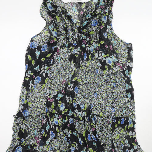 Worthington Women's Black Floral Tunic Blouse XL