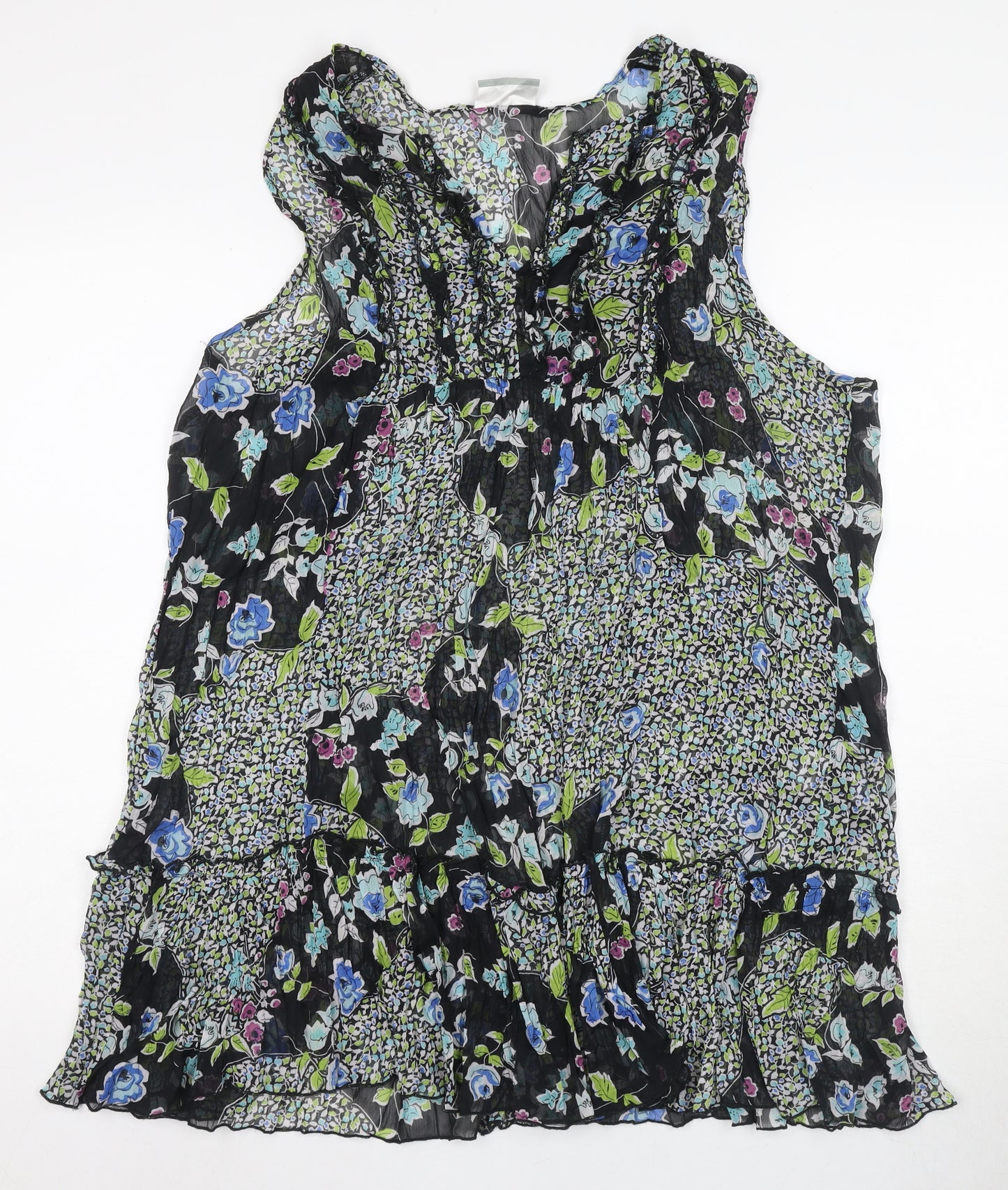 Worthington Women's Black Floral Tunic Blouse XL