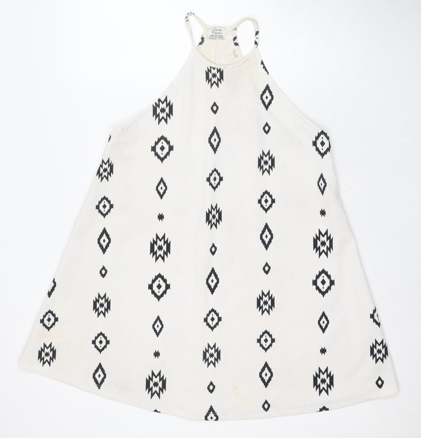 Zara Women's White Geometric Swing Dress, Size S