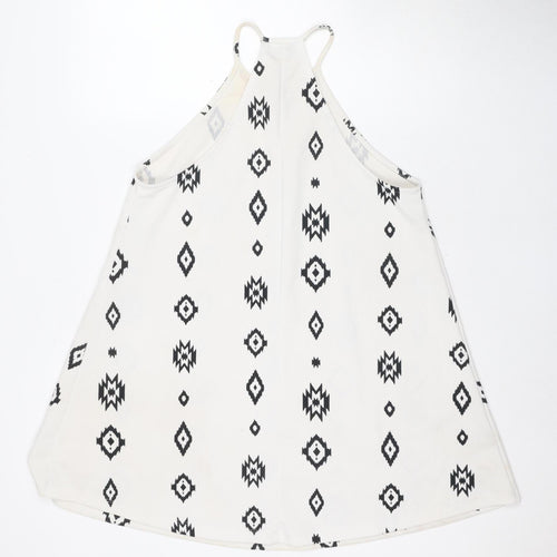 Zara Women's White Geometric Swing Dress, Size S
