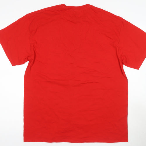 Disney Women Red XL Short Sleeve Bow Graphic Top