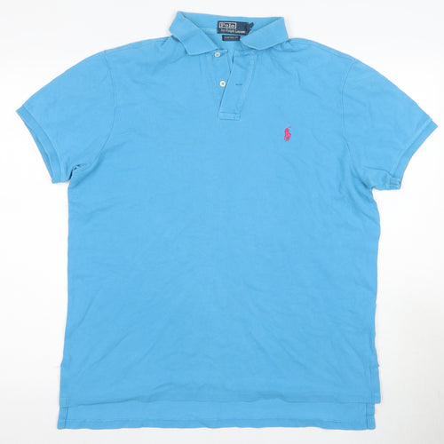 Ralph Lauren Men's Blue Polo Shirt Size L Custom Fit