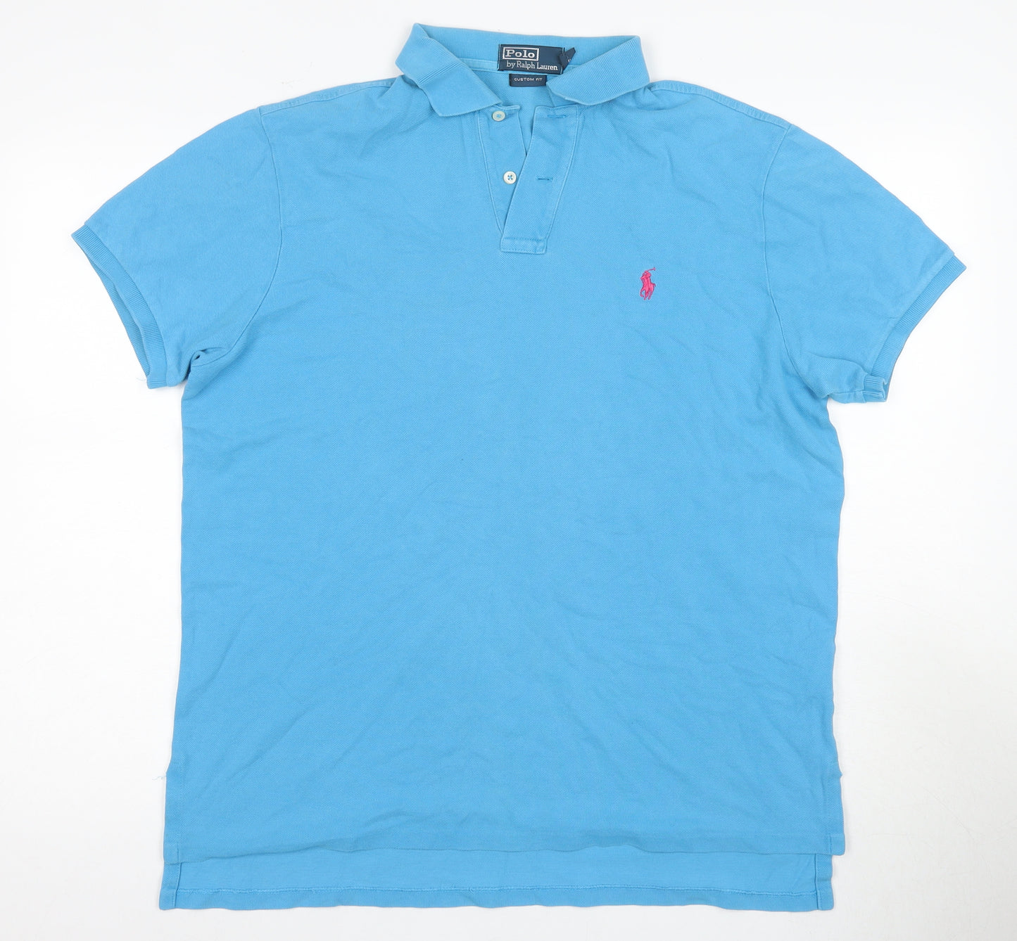Ralph Lauren Men's Blue Polo Shirt Size L Custom Fit