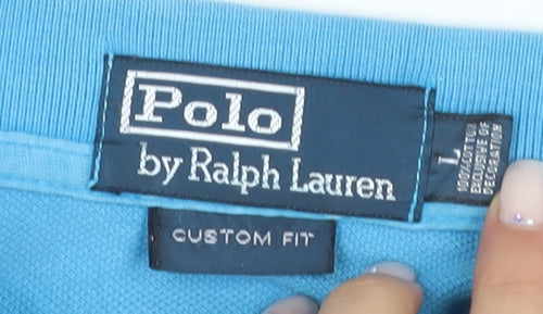Ralph Lauren Men's Blue Polo Shirt Size L Custom Fit