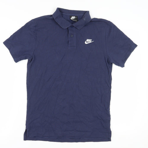 Nike Men's Blue Small Cotton Polo Shirt