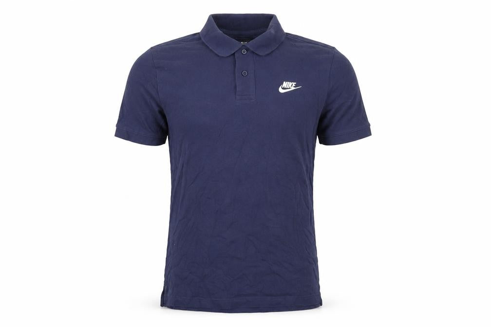 Front view of Nike Men's Blue Small Cotton Polo Shirt