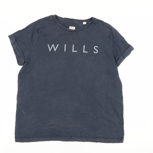 Jack Wills Women's Blue T-Shirt Size 10 Casual Crew Neck
