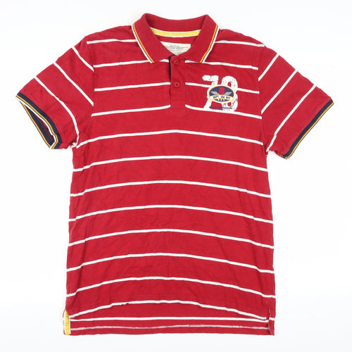 Sandstone Men's Red Striped Polo Shirt L, Casual Style