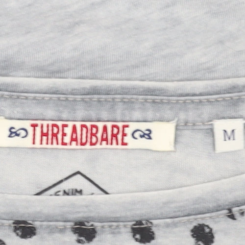 Threadbare Grey Polka Dot T-Shirt M Unisex