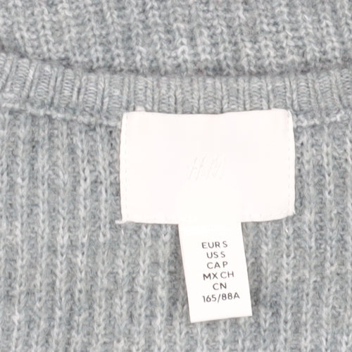 H&M Women's Grey Square Neck Jumper, Size S