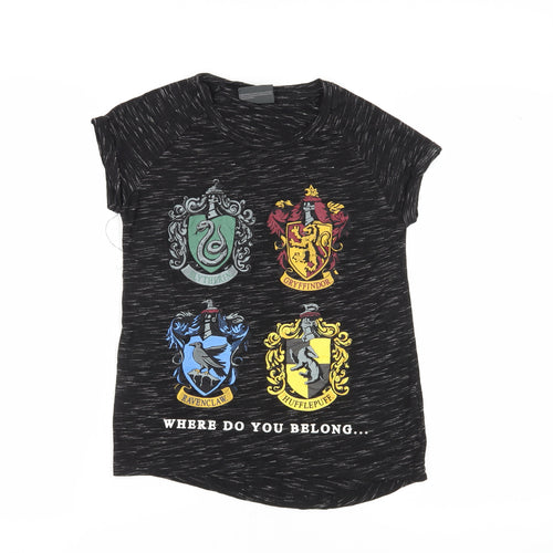 Harry Potter Women's Black Graphic T-Shirt, Size 8