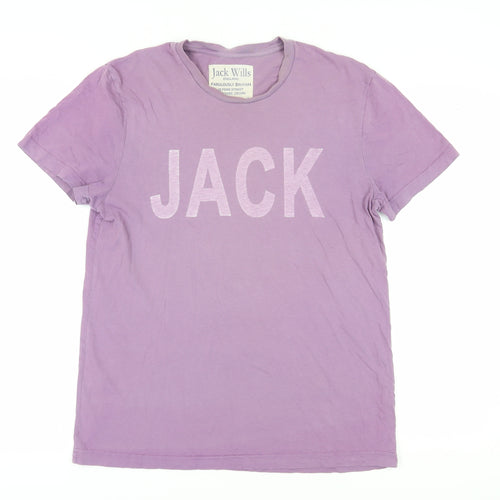Jack Wills Purple Men's T-Shirt, Size M, Bold Logo, Cotton