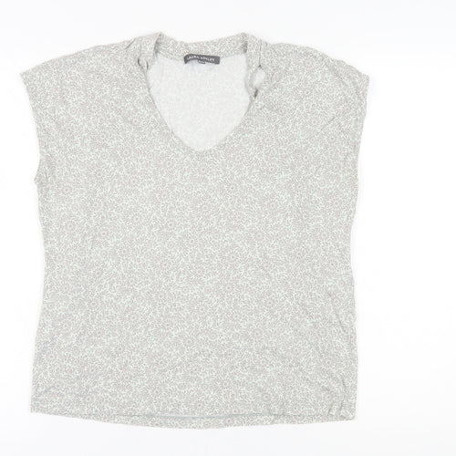 Laura Ashley Women’s Grey Floral V-Neck T-Shirt Size 14