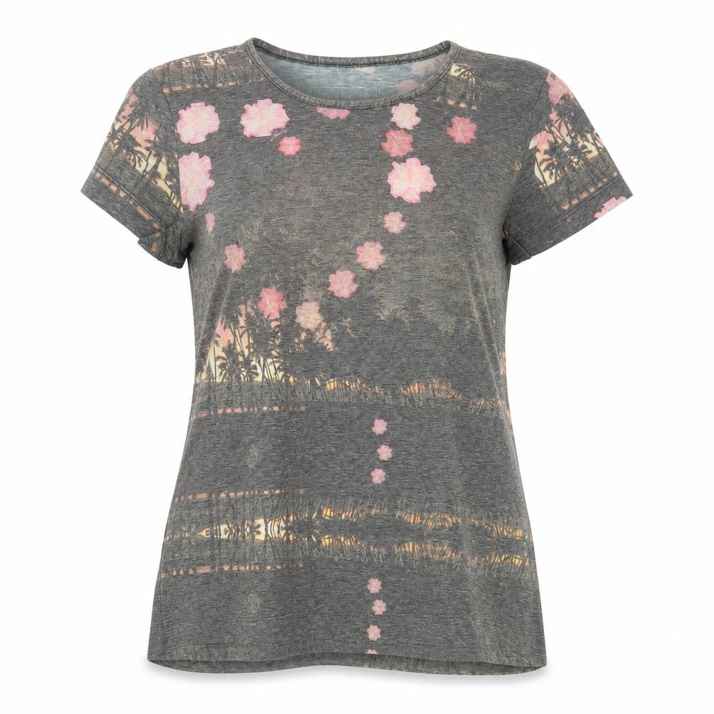 FC Jeans Women's Grey Floral T-Shirt, M, Casual