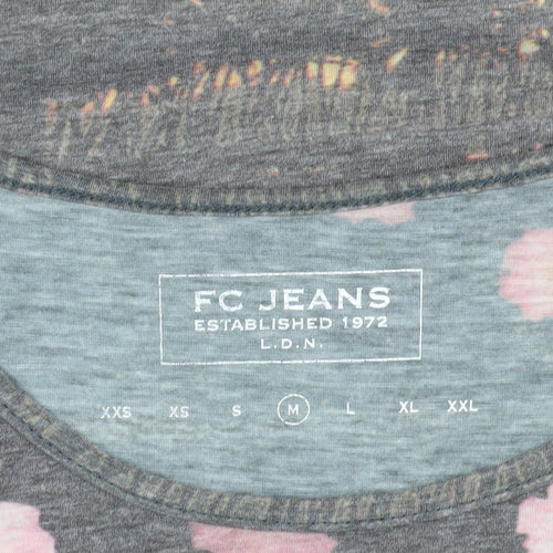FC Jeans Women's Grey Floral T-Shirt, M, Casual