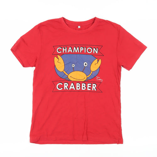 MG Girls Red 11-12 Years Graphic T-Shirt Regular Fit